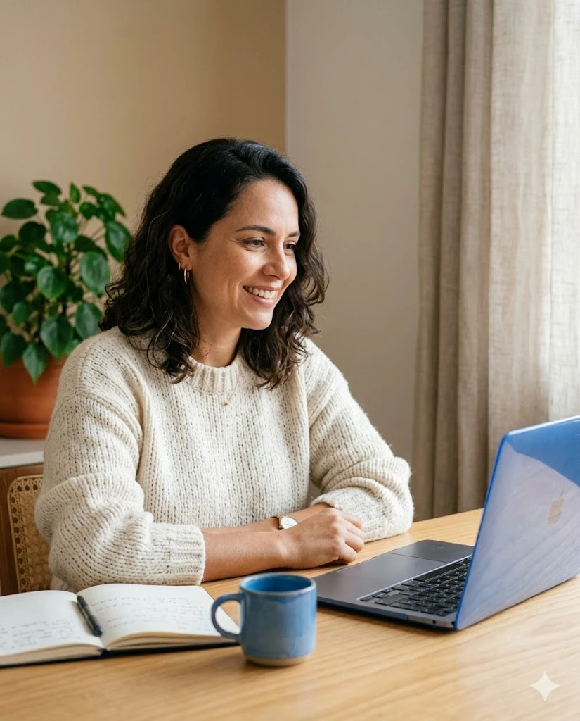 Paciente em consulta com psicólogo via videochamada — orientação psicológica online em ambiente doméstico